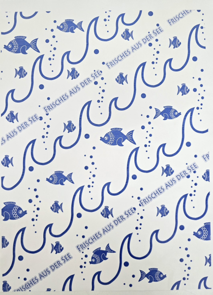 Frischpapier Frischepack Edelpack Fisch Motiv"frisches aus der See" Karton 12,5kg 37,5x50cm